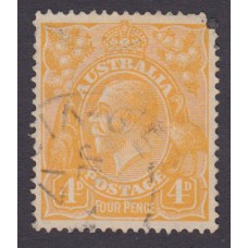 Australian    King George V    4d Orange   Single Crown WMK  Plate Variety 1L46